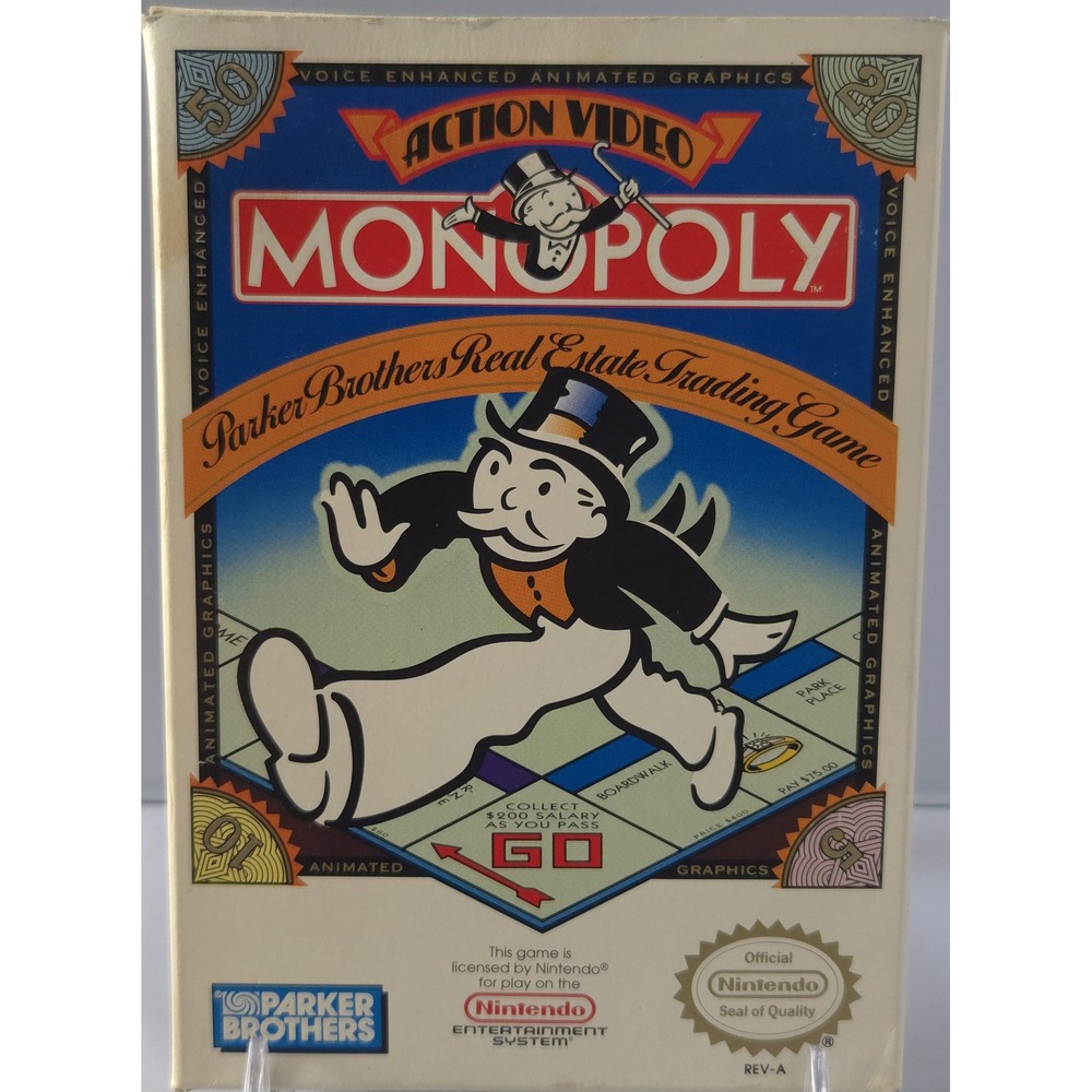 Parker Brothers No. 4028 Monopoly NES Video‎ Game CIB Nintendo NTSC-U